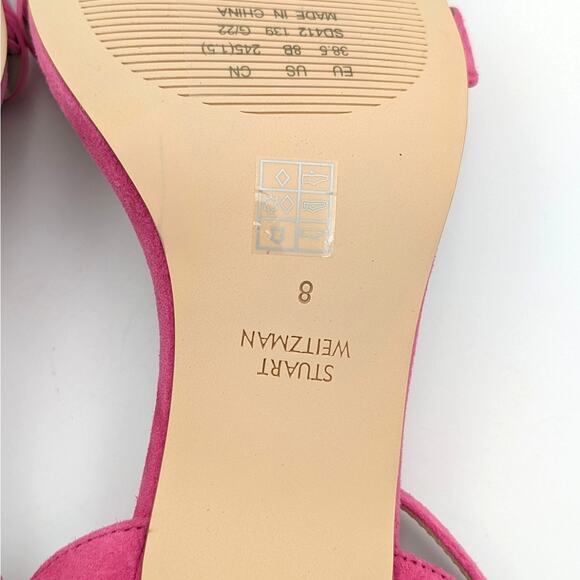 Stuart Weitzman Dancer Twistie 100 Suede Sandal Women's Pink Size US8 EU38.5 - Picture 9 of 11
